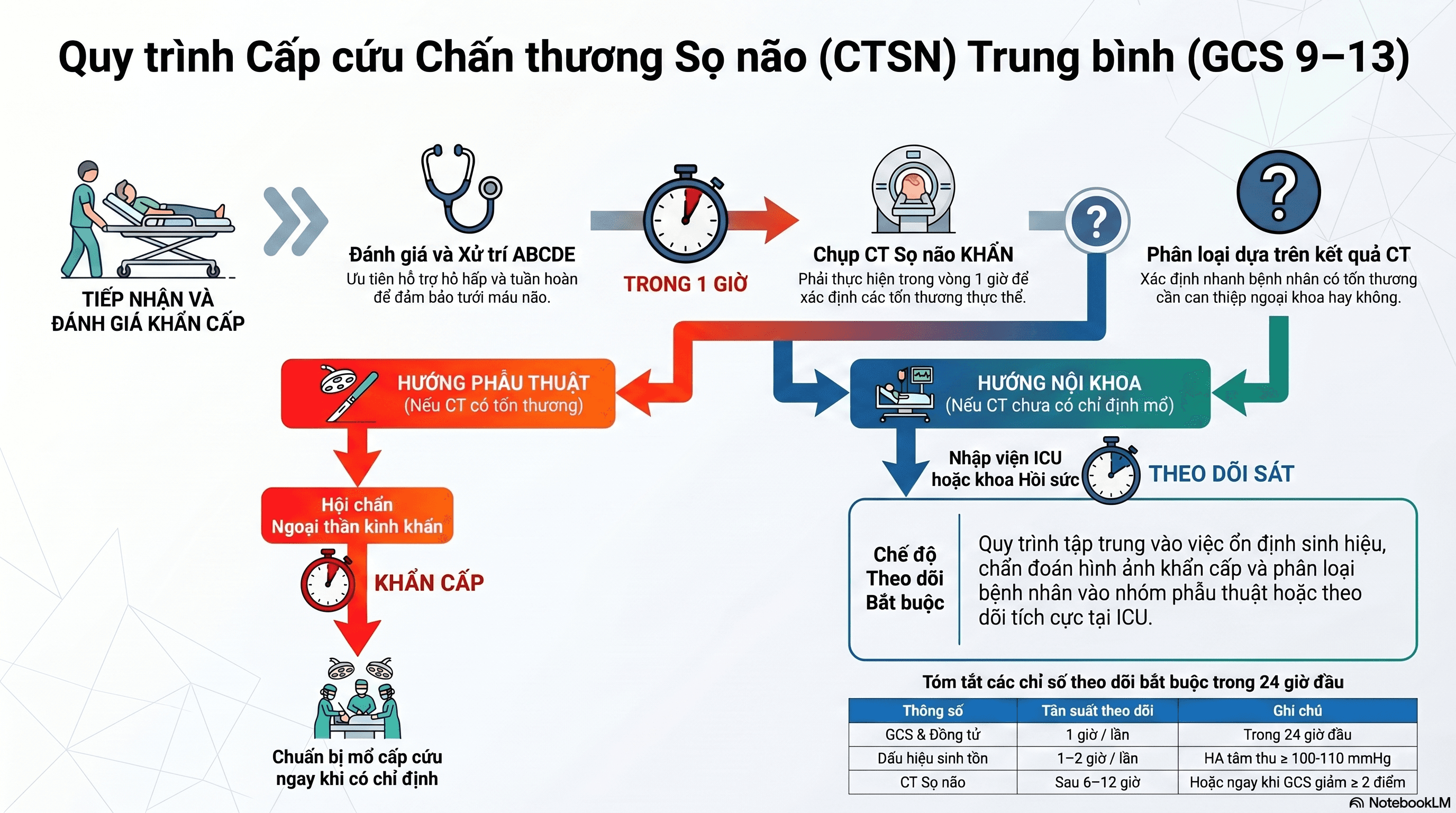 Hình 3:  Quy tình cấp cứu chấn thương sọ não trung bình GSC 3-9 điểm