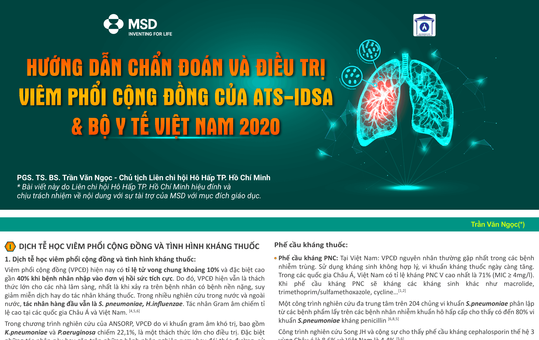 Hướng dẫn chẩn đoán và điều trị Viêm phổi cộng đồng theo ATS-IDSA & Bộ Y tế Việt Nam 2020