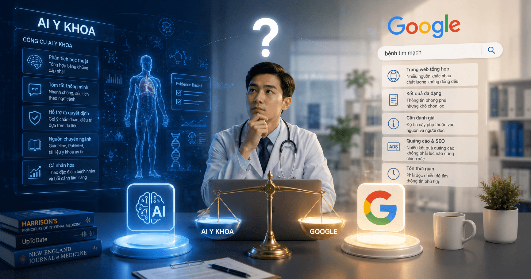 Công cụ AI y khoa và Google: Đâu là lựa chọn tốt để tra cứu