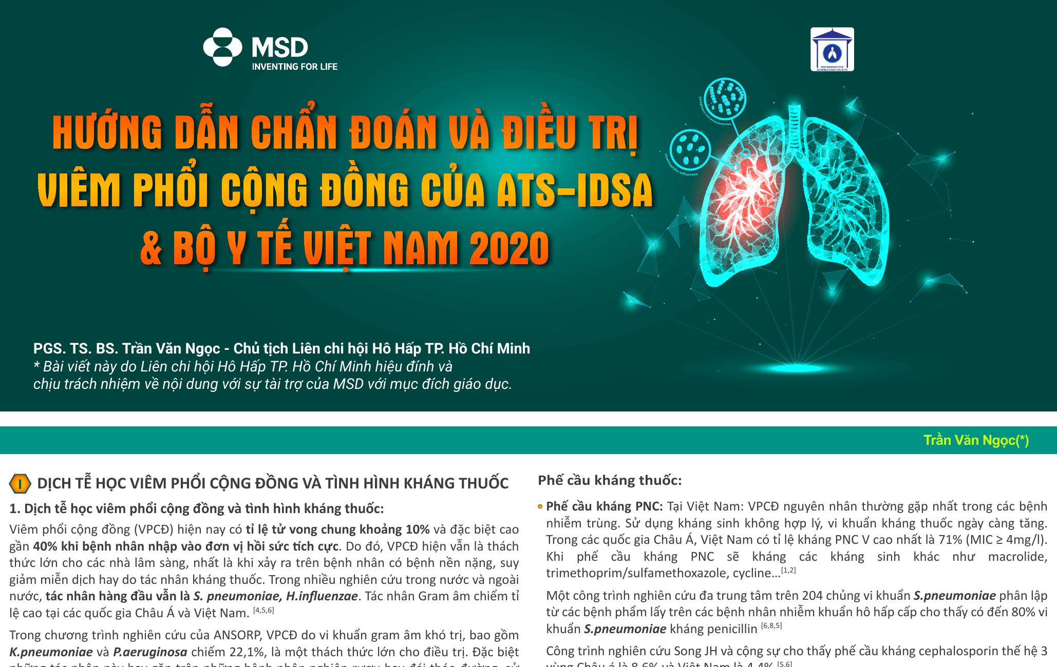 Hướng dẫn chẩn đoán & điều trị Viêm phổi cộng đồng ATS-IDSA & Bộ Y tế Việt Nam 2020 — phần 1